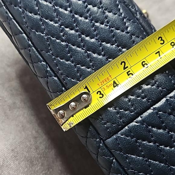 Bally Double Flap Navy Leather Gold Chain Crossbody Shoulder Bag Purse - Picture 15 of 15